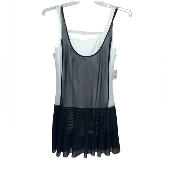 3714. FREE PEOPLE Downtown Drop Shot mini dress in White enlightened/ black NWT - Picture 6 of 10